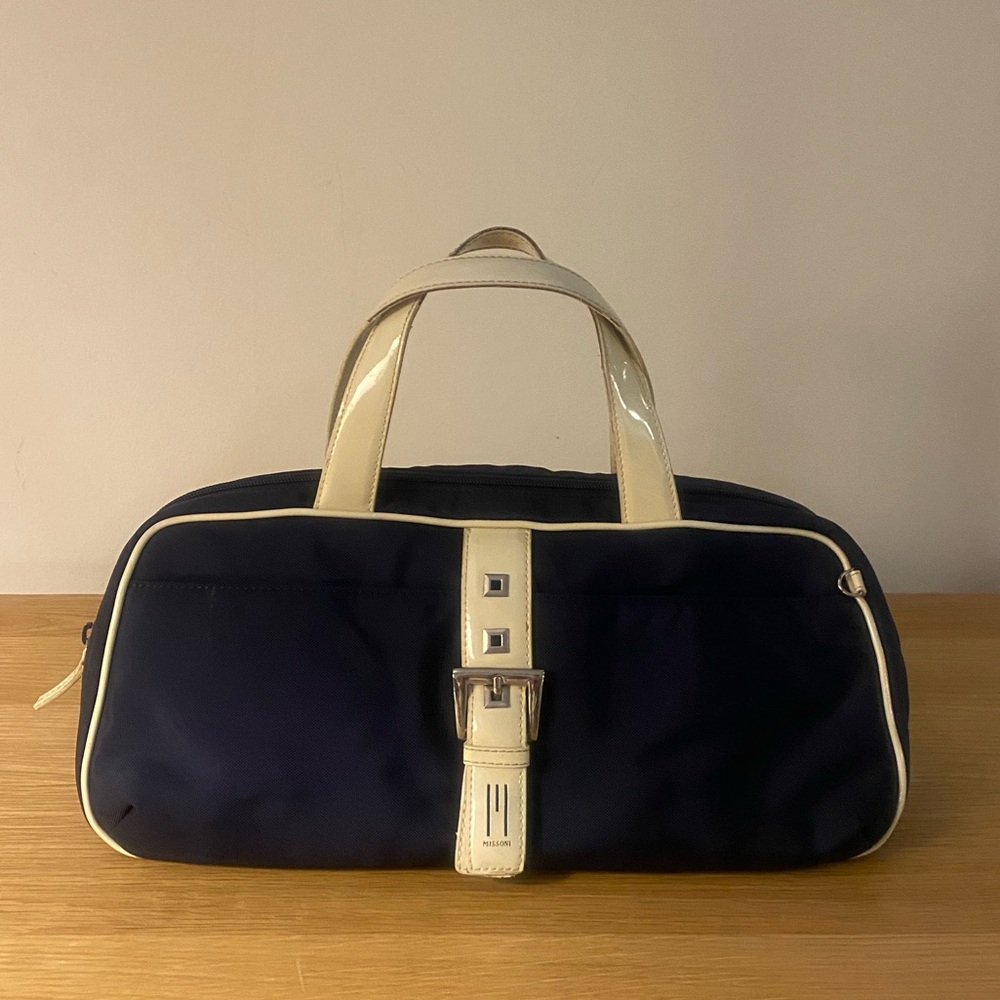 Missoni Navy and Cream Handle Bag